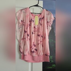 Chic Pink Floral Blouse